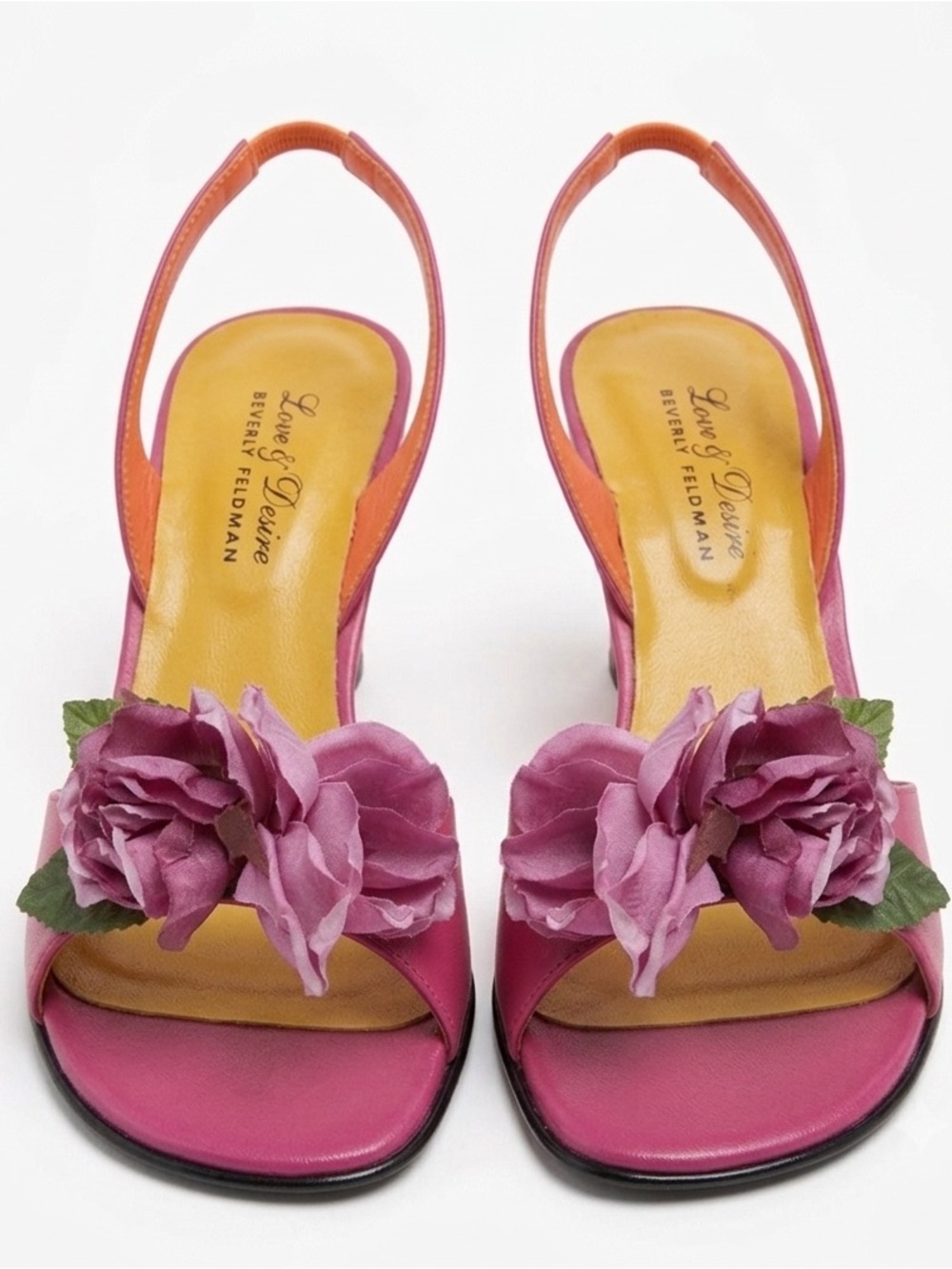 Beverly Feldman Pink Floral Open-Toe Slingback Sandal